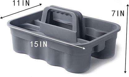 Matthew Large Plastic Tote Tool & Deluxe Supply Cleaning Caddy with Handle Portable Shower Basket Storage Caddy for Cleaning Products Organizer,Take-Out Coffee/Soft Drink,Bath Multi Use - Gray