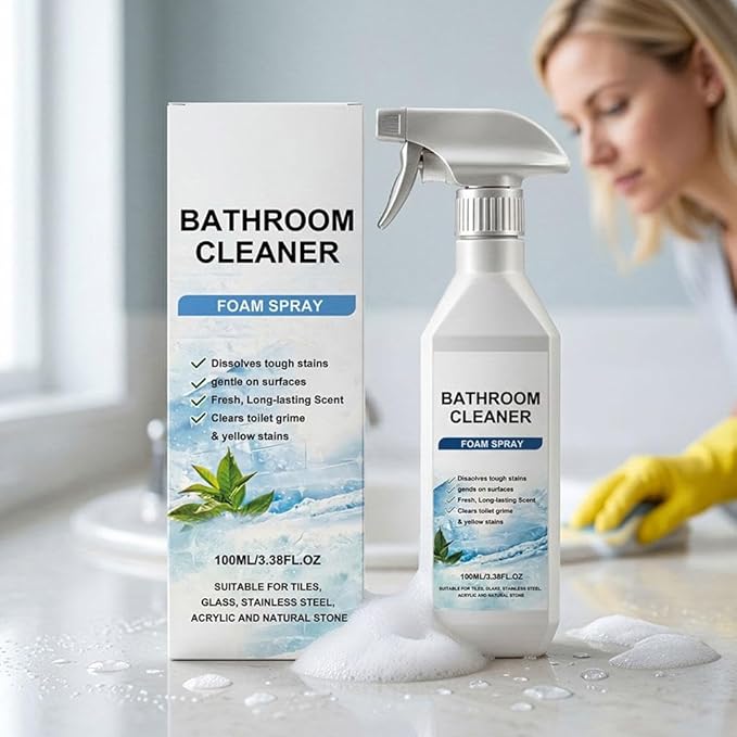 Scale Remover Bathroom Cleaner Foam Spray, Formula for Hard Water Stains, Toilet Grime & Soap Scum on Multi-Surfaces, Powerful Scale Remover, Suitable for Tiles, Glass, Stainless, Steel