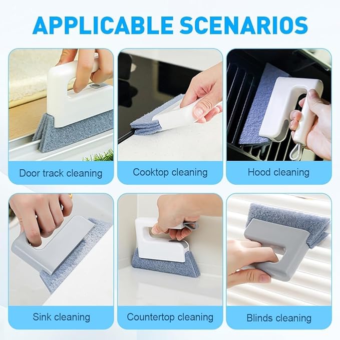 Window Track Cleaner,Multifucation Window Groove Cleaning Brush Tools Set,Sliding Door Track Cleaner Tool,Handheld Cleaning Brush for Window lides Gaps,Shutter Slats,Car Vents (2PC White)