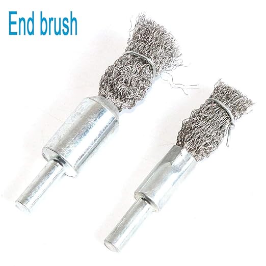 FPPO Stainless Steel Wire Wheel Brush & Crimped Cup Brush Kit for Drill,Fine Wire Diameter 0.0059 Inch,for Rotary Tool with 1/4-Inch Shank,Removal of Rust,deburring,Paint (7pcs)
