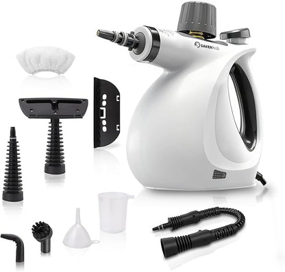 SakerPlus Steam Disinfection Cleaner, Handheld Pressurized Natural Steam Cleaner with 9 PCS Accessories, Portable Multi-Surface Steamer for Cleaning Home Kitchen Floor, Upholstery, Tile Grout & Car