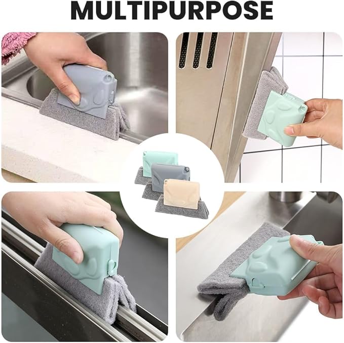 Window Groove Cleaning Brush, 2025 New Hand-held Magic Window Track Cleaner Tools Set,Groove Cleaning Brush Window or Sliding Door for Sliding Door, Sill, Tile Lines, Shutter (3pcs)