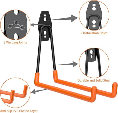 ENUODA Large Garage Storage Hooks Heavy Duty Wall Hooks for Hanging Ladder, Garden Tool, Shovel, Broom, Drill, Bike, Extension Cord, Hose, Chair, Bulk Items, 7.5 inch, 6PCS