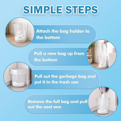 Teivio 4 Gallon Small Trash Bags with A Dispenser 150 Counts Garbage Bags, Organizer Waste Basket Bags, Bathroom Can Bin Liners, Plastic Bags for bottom of can, fit 12-15 Liter, 3,3.5,4.5 Gal, Clear