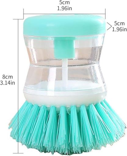Dish Brush with Soap Dispenser, Dish Scrubber with Soap Dispenser with Comfortable Holder for Pot Pan Sink Cleaning, Dish Scrubber Brush, Soap Dispensing Dish Brush, 1pack, Green