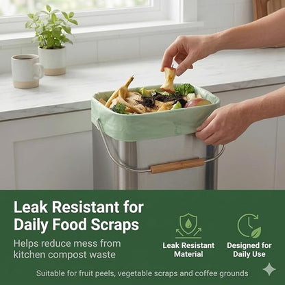 C Crystal Lemon 50 Count Biodegradable Kitchen Food Waste Bags - 6 Gallon Scraps Bags - Heavy Duty Compostable Waste Bags for Kitchen - Unscented Trash Bags 6 Gallon for Yard, Food