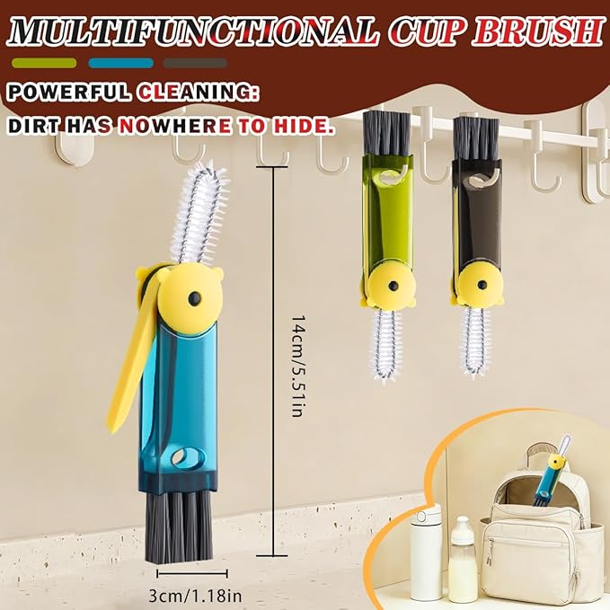3 in 1 Cup Lid Cleaning Brush, Multifunctional Crevice Cleaning Brush for Water Bottle Insulated Cup Pacifier Tumbler Lid Groove Narrow Space Detail Cleaner Home Kitchen Gadgets(3 PCS)