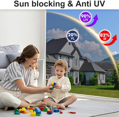 MAGIDEKOR Window Privacy Film One Way, Reflective Mirror Window Film Daytime Privacy, UV Sun Blocking Heat Control Static Cling, Window Tint for Home Office - 23.6 Inch X 6.5 Feet