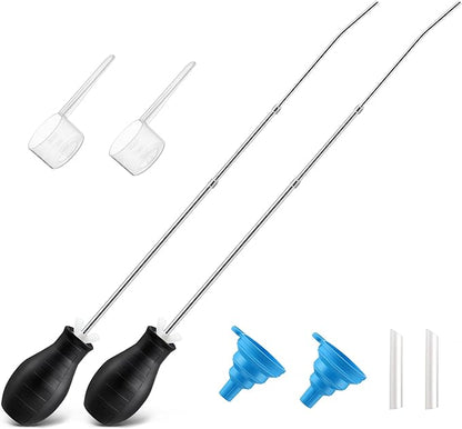 2PCS Diatomaceous Earth Powder Duster, Longer 9" to 22" Retractable Garden Powder Applicator Dispenser, 8 oz Bulb Duster Sprayer Insect for Home Organic Gardening Agricultural Supply(Black)