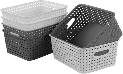 Idomy 6-Pack Plastic Storage Baskets/Bins, Rectangle