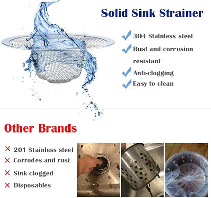 2 Pcs Heavy Duty Stainless Steel Slop Basket Filter Trap, 3.54" Top / 1.65" Mesh Metal Sink Strainer, Perfect for Kitchen Sink/Bathroom Bathtub RV Wash Basin Floor Drain Balcony Drain Hole
