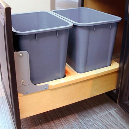 Dowell B21 Wood Base Wastebasket Pullout with Two 35Qt Plastic Bins (4008 0221-35 * 2)