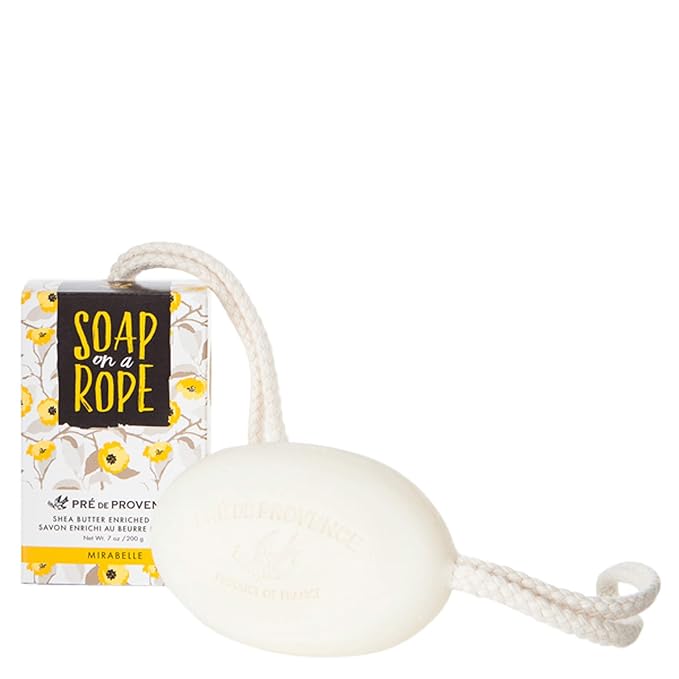 Pre de Provence Soap on a Rope Shea Butter Enriched French Bar Soap, 200g, Mirabelle