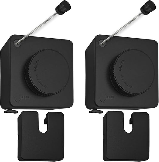 2 Pack Retractable Clothesline Indoor & Outdoor, 16.2 Ft Non-Sagging Stainless Steel Laundry Washing Line with Wall Mounted Heavy Duty Design, Space-Saving Clothing Drying Rack (Black)