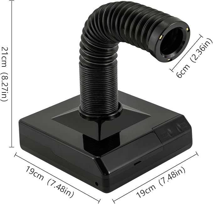 Nail Dust Collector, 2 in 1 Powerful Mini Desktop Vacuum Cleaner with Fan & LED Light, 60W Manicure Dentist Polishing Dust Suction Machine with Large Caliber Hose for Dental Lab Nail Salon (Black)