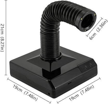 Nail Dust Collector, 2 in 1 Powerful Mini Desktop Vacuum Cleaner with Fan & LED Light, 60W Manicure Dentist Polishing Dust Suction Machine with Large Caliber Hose for Dental Lab Nail Salon (Black)