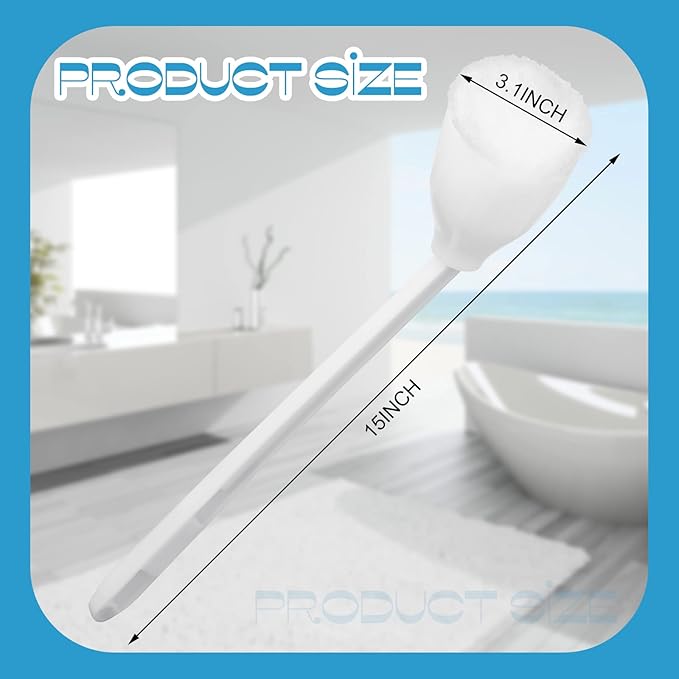 Eaasty Toilet Bowl Mop Toilet Bowl Brush White Soft Swab Bathroom Brush with Holder Long Handle Cleaning Scrubber Bathroom Accessories(4 Pcs)