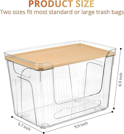 CANTAMI Trash Bag Dispenser with Lid, 2 Pack Plastic Stackable Trash Bag Holder, Extra Large Garbage Bag Dispenser for Kitchen, Laundry Room, Under Sink Organization and Storage