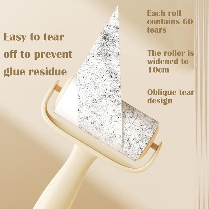 Super Strong Adhesive Roller Can Tear Off Replacement Roll Paper, Pet Cat Hair Dust Clothes Adhesive Hair Cleaning Scraper 60 Easy-Tear Adhesive Sheets Total Travel Lint Roller with Cover（Green）