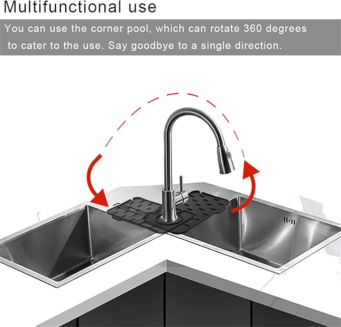 2-Pack Bytelive Silicone Sink Mat, Mini Sink Splash Guard and Soap Sponge Holder for Kitchen Countertop Protect with Self Draining Design (8.3" x 5.7", 2-Pack Black)
