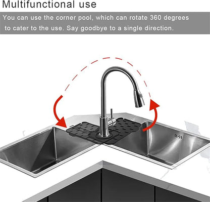2-Pack Bytelive Silicone Sink Mat, Mini Sink Splash Guard and Soap Sponge Holder for Kitchen Countertop Protect with Self Draining Design (8.3" x 5.7", 2-Pack Black)