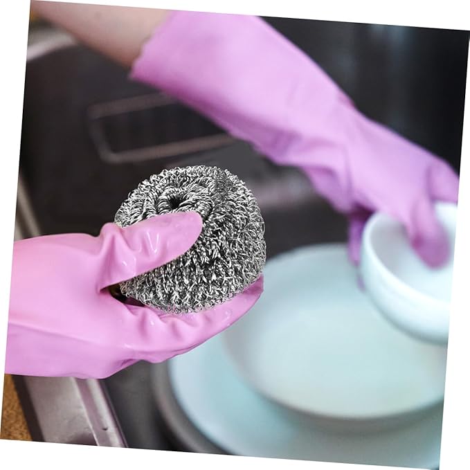 KICHOUSE 12 Pcs Kitchen Steel Scrubbers Durable Metal Cleaning Balls for Dishes Pots and Pans Exceptional Performance for Tough Grease and Grime Removal