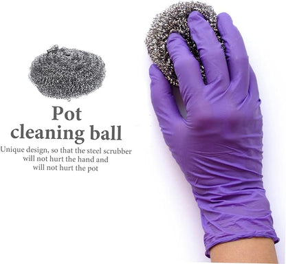 KICHOUSE 6Pcs Pot Scrubbers Metal Cleaning Balls for Pots Pans and Grills for Tough Stains and Removal Easy to Use Non Damaging Design