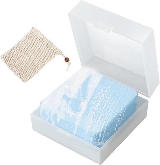 1PCS Travel Soap Case Compatible with DR. Squatch Soap Holder Container with Draining Pad & Lid, Fits Bars Square, Waterproof Portable Travel Holder for Bathroom Gym Camping Outdoor Use