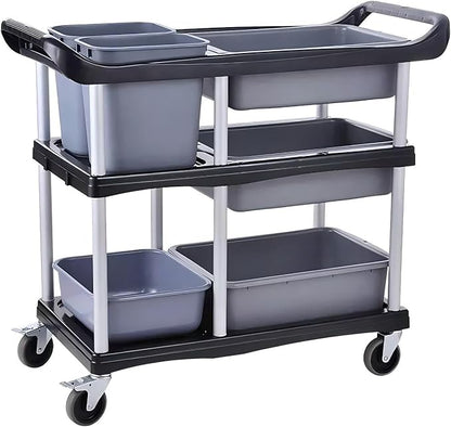 3 Tier Utility Cart Heavy Duty 330lbs Capacity Rolling Service Cart Utility Carts with Wheels Storage Cart Restaurant Supplies Great for Hotel,Kitchen,Laundry Room,Siz:41x18.3x37