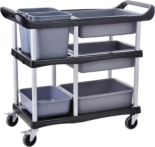 3 Tier Utility Cart Heavy Duty 330lbs Capacity Rolling Service Cart Utility Carts with Wheels Storage Cart Restaurant Supplies Great for Hotel,Kitchen,Laundry Room,Siz:41x18.3x37