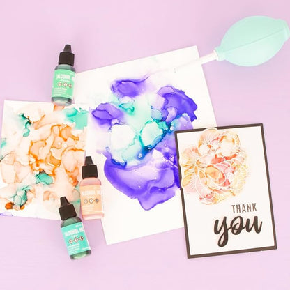 Craftelier - Alcohol Ink Blower | Manual Air Blower for Alcohol Ink & Card Making | Dust Cleaner for Cameras, Keyboards & Electronics | Non-Electric | Turquoise/White