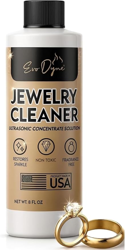 Evo Dyne 3-Pack Ultrasonic Jewelry Cleaner (8oz Per Bottle) – Solution for Diamond, Gold, Silver, Gemstones – Extra Concentrated Formula Jewelry Cleaner for Sonic and Ultrasonic Machines