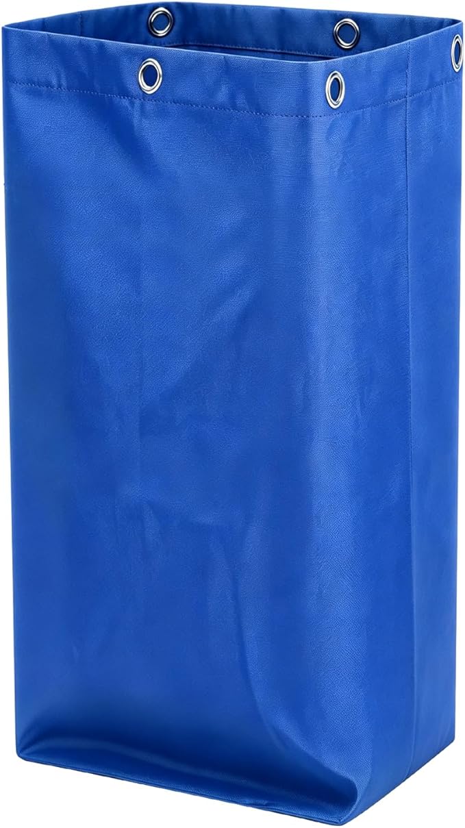 Replacement Janitorial Cleaning Cart Bag: Commercial Products 23 Gallon Industrial Janitorial Vinyl Cart Bag with 6 Brass Grommets - Size 16 x 11 x 27inches (Blue)