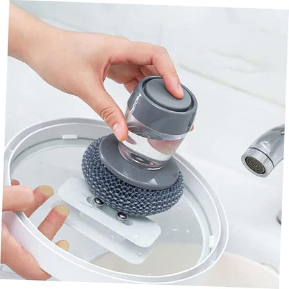 Soap Dispensing Palm Brush Set Automatic Liquid Pot for Kitchen Cleaning Durable Bristles