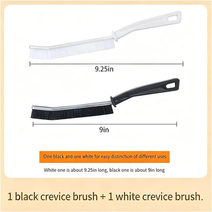 2 Pack Crevice Cleaning Brushes, Hard Bristle Gap Cleaner Brush for Bathroom, Kitchen, Window, Tile, Sink - Black & Milk(Milk)