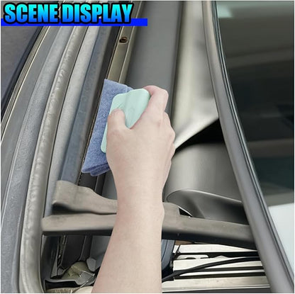 3PCS Magic Window Track Cleaner, Window Groove Cleaning Brush Tools Set, Hand-held Window Track Cleaner, Auto Clean Accessory for Sliding Door, Sill, Tile Lines, Shutter, Car Vents (PK&GN&GY)