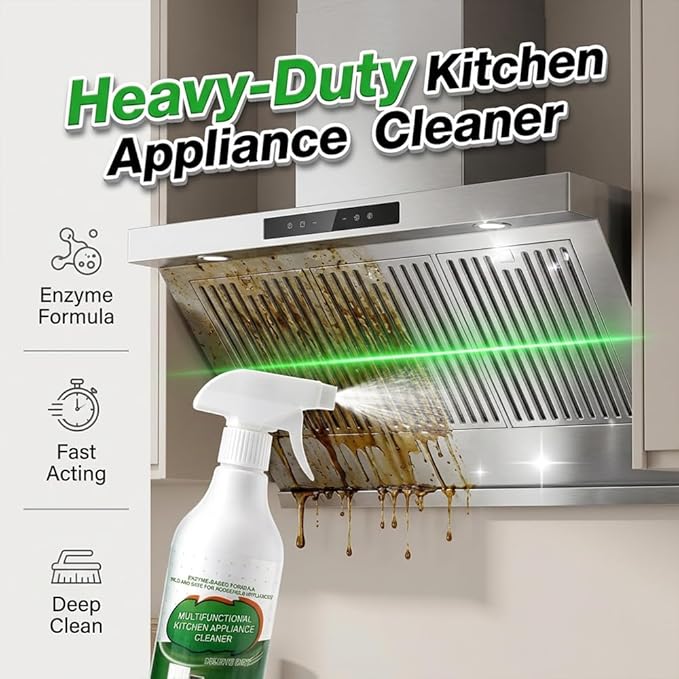 Kitchen Cleaner Spray, Heavy Duty Oil Stain Remover, Multi-Purpose Household Cleaner for Cooktop, Oven, Stove, Range Hood, Fast Grease Cleaning, 100ml/3.38 Fl.Oz (1)