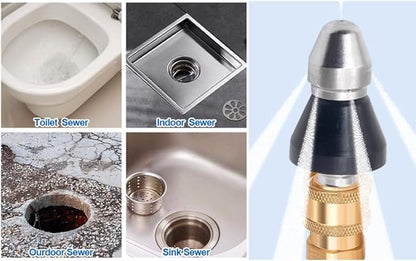 MIZORLIE Pressure Washer Sewer Jetter Nozzle with Stainless Steel, Durable Design Sewer Jet Nozzle,Pressure Drain Jetter Hose Nozzle,1/4'' Quickly Connector, 5000 PSI Orifice 6.5