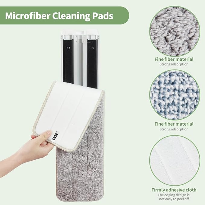 CQT Replacement Washable Microfiber Mop Pads Flat Floor Reusable 18 Inch for Floor Care System 2 Wet and 2 Dry Mop Pads Packed (18")