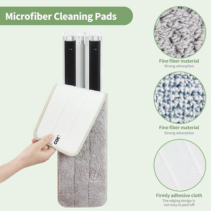CQT Replacement Washable Microfiber Mop Pads Flat Floor Reusable 18 Inch for Floor Care System 2 Wet and 2 Dry Mop Pads Packed (18")