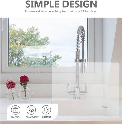 PRETYZOOM Acrylic Kitchen Sink Splash Guard 13.77 X 8.26 Inch Clear Water Barrier Panel for Countertop and Bathroom Sink Protection
