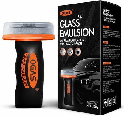 Glass Oil Film Remover for Car, 100ml Roll-On Glass Compound with Cleaning Board, Removes Oil Film & Smudges, Improve Windshield Clarity for Safe Driving