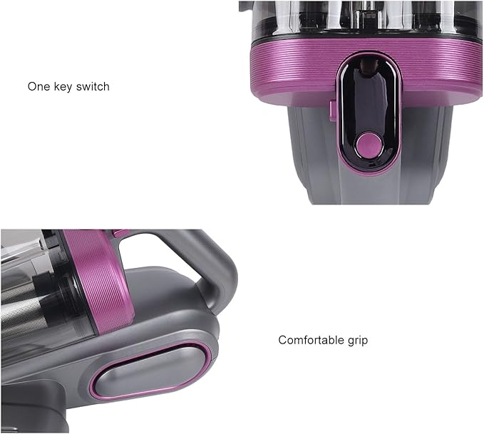 HEEPDD Handheld Mattress Vacuum Cleaner, Cordless, 13000Pa Suction, 520ml Dustbin, Light, Gray Purple, for Bed Sofa Carpet Pet Hair