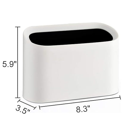 SUBEKYU 0.4 Gal Mini Countertop Trash Can, Small Desktop Garbage Can for Office, Tiny Wastebasket, Plastic, White