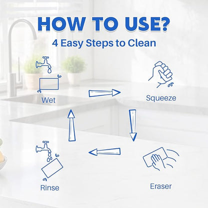 Glass Cooktop Cleaner Sponge, 10 Pack GRS Certified Stove Top Cleaner 2X Density Magic Melamine Sponge Eraser, Extra Durable & Long Lasting, for Kitchen Glass Marble Ceramics Top Daily Cleaning