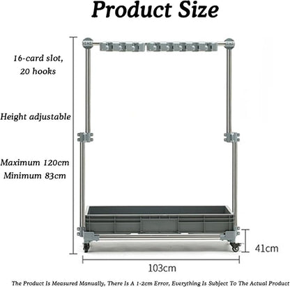 Broom and Mop Holder,Freestanding Mobile Cleaning Tool Storage Rack,Yard and Organizers,for Garden Garage Shed(16tow20hooks)