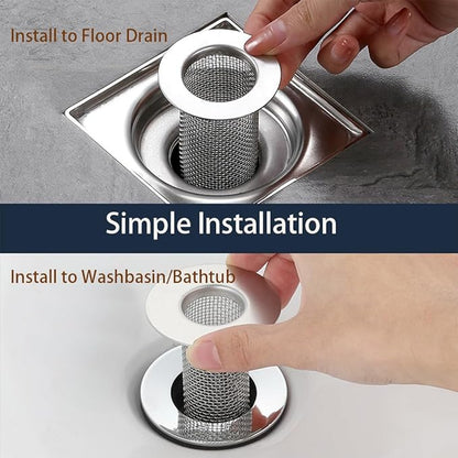 Shower Drain Hair Catcher, Shower Drain Basket, Easy to Clean Stainless Steel Mesh Hair Trap, Reusable Anti-Clog Drain Strainer Filter for Bathroom Sink, Shower & Tub, Fits 2-Inch Inner Diameter Holes