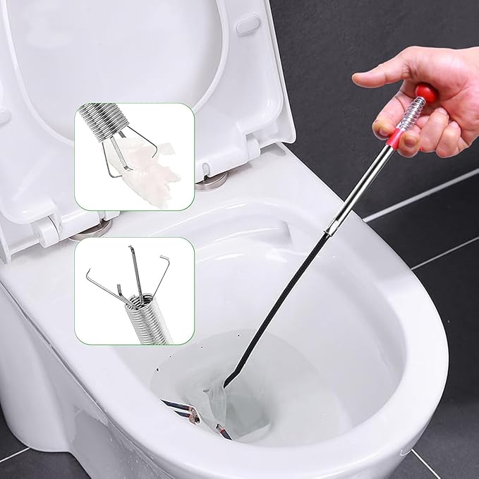 76 Inch Drain Snake Upgraded Ball Knob – Toilet Snake Flexible Grabber Claw for Clog Remover & Pick Up Items