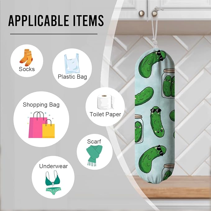 Worms Plastic Bag Holder, Reusable Shopping Bags Storage Dispenser, Fabric Garbage Trash Bags Carrier Organizer Dispenser, Green Bugs Grocery Bag Organizer, Wall Mount, Housewarming Gifts