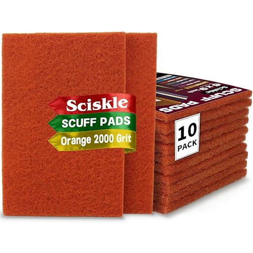 6" x 9" Orange Micro-Finishing Scuff Pads, 10 Pack – Non-Woven Hand Pads for Paint Correction, Surface Leveling, Scouring & Pre-Polish Prep – Reusable Aluminum Oxide Abrasive Pads